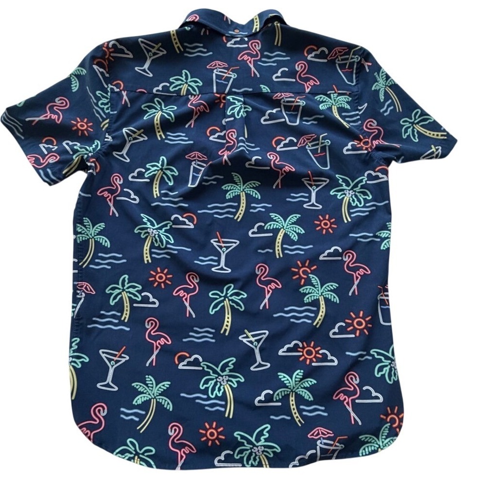 Greetings From The Weekend The Nutter Mens Neon Tropical Flamingo Popover Shirt - Picture 2 of 7